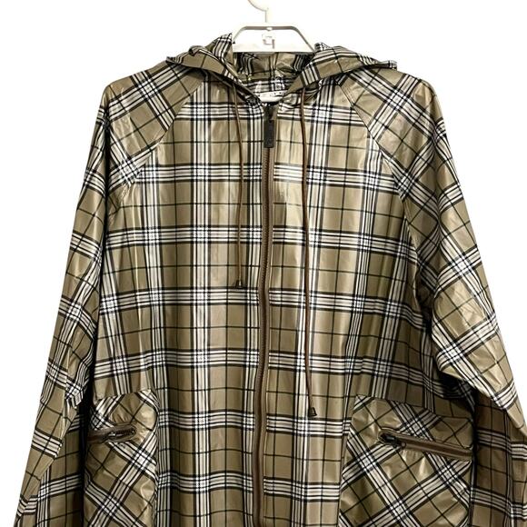 Totes Plaid Hooded Zip Up Raincoat Jacket - Picture 2 of 7